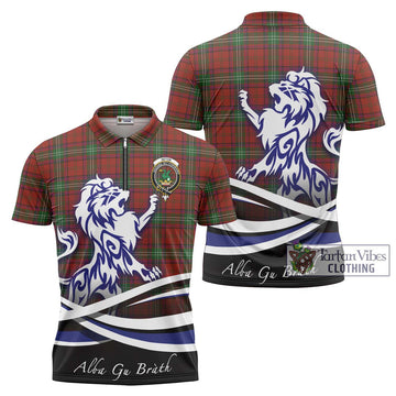 Seton Tartan Zipper Polo Shirt with Alba Gu Brath Regal Lion Emblem Unisex - Tartan Vibes Clothing