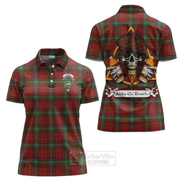 Seton Tartan Women's Polo Shirt with Family Crest and Bearded Skull Holding Bottles of Whiskey Women - Tartan Vibes Clothing