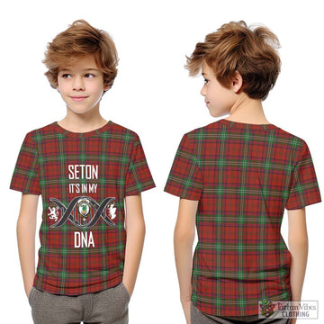Seton Tartan Kid T-Shirt with Family Crest DNA In Me Style Youth XL Size14 - Tartan Vibes Clothing