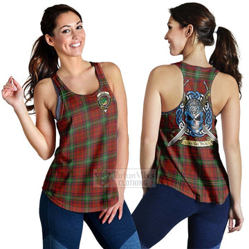 Seton Tartan Women's Racerback Tanks with Family Crest Celtic Skull Style 4XL - Tartan Vibes Clothing