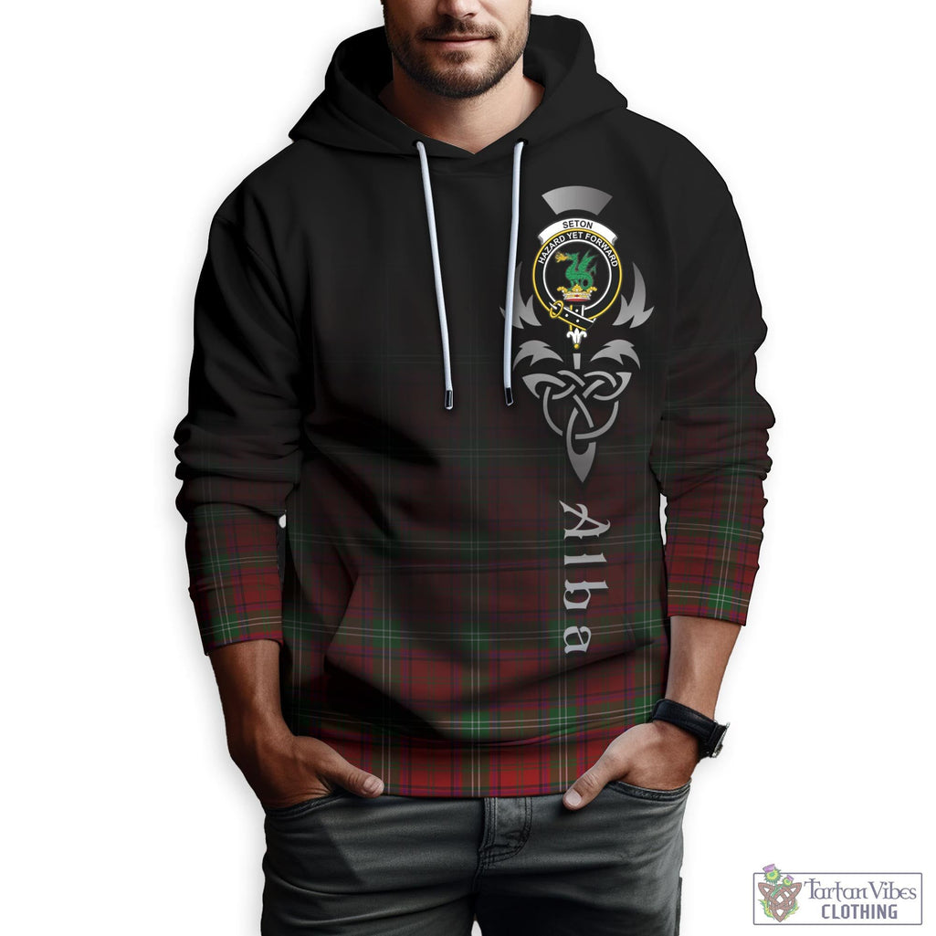 Seton Tartan Hoodie Featuring Alba Gu Brath Family Crest Celtic Inspired Zip Hoodie - Tartan Vibes Clothing