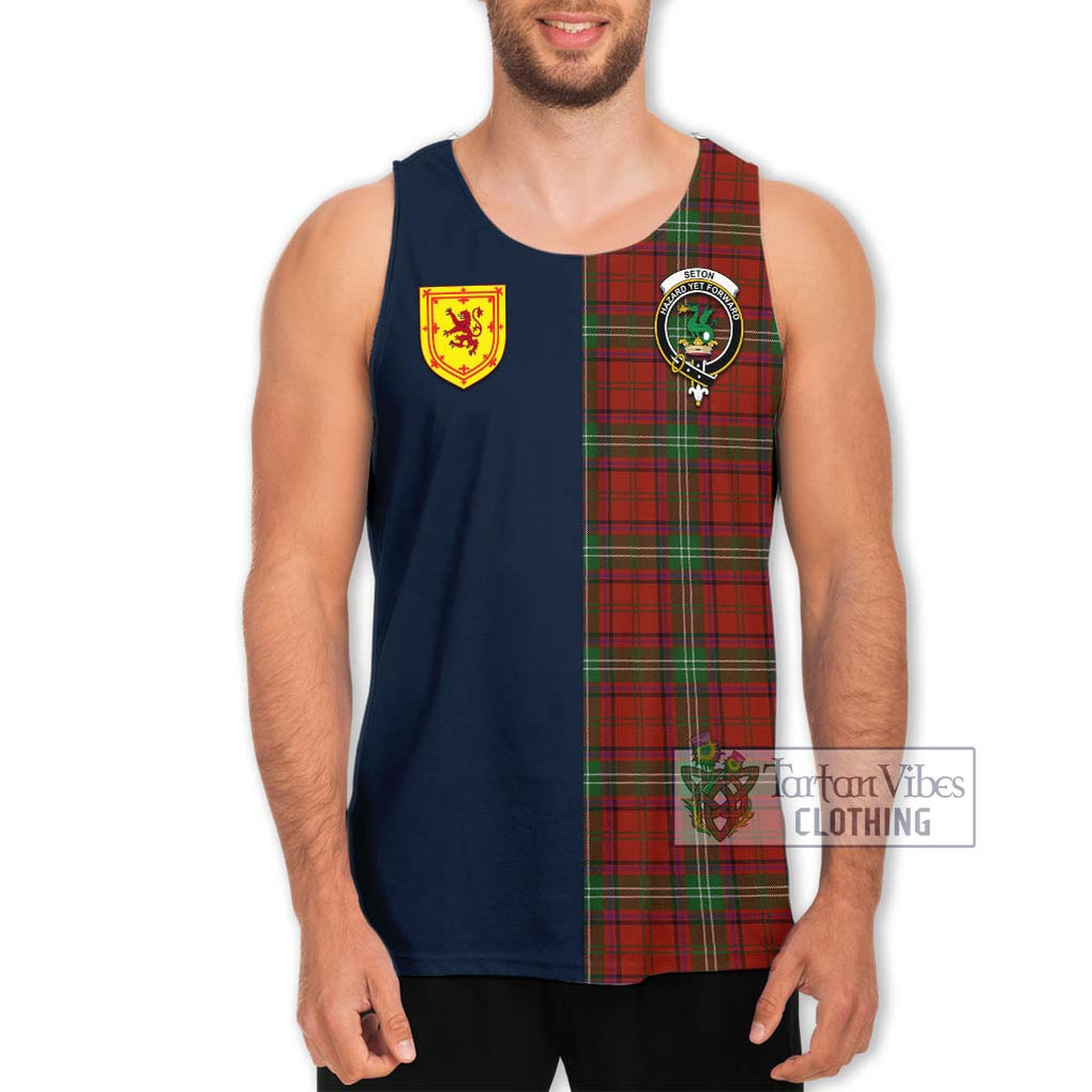 Seton Tartan Men's Tank Top Alba with Scottish Lion Royal Arm Half Style Men - Tartan Vibes Clothing