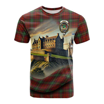 Tartan Vibes Clothing Seton Tartan Family Crest Cotton T-shirt with Scottish Ancient Castle Style