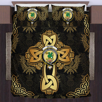 Seton Clan Bedding Sets Gold Thistle Celtic Style