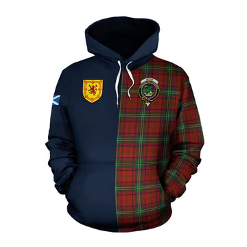 Seton Tartan Cotton Hoodie Alba with Scottish Lion Royal Arm Half Style Pullover Hoodie XS - Tartan Vibes Clothing