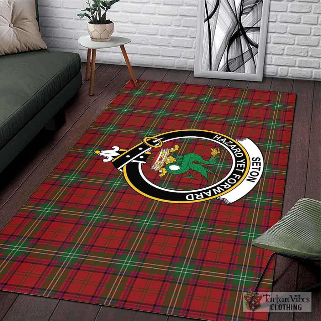 Seton Tartan Area Rug with Family Crest L 59*86 inch (150x220 cm) - Tartan Vibes Clothing