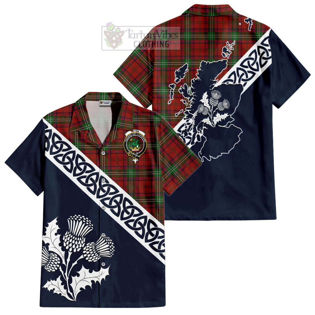 Seton Tartan Hawaiian Shirt Featuring Thistle and Scotland Map Kid - Tartan Vibes Clothing