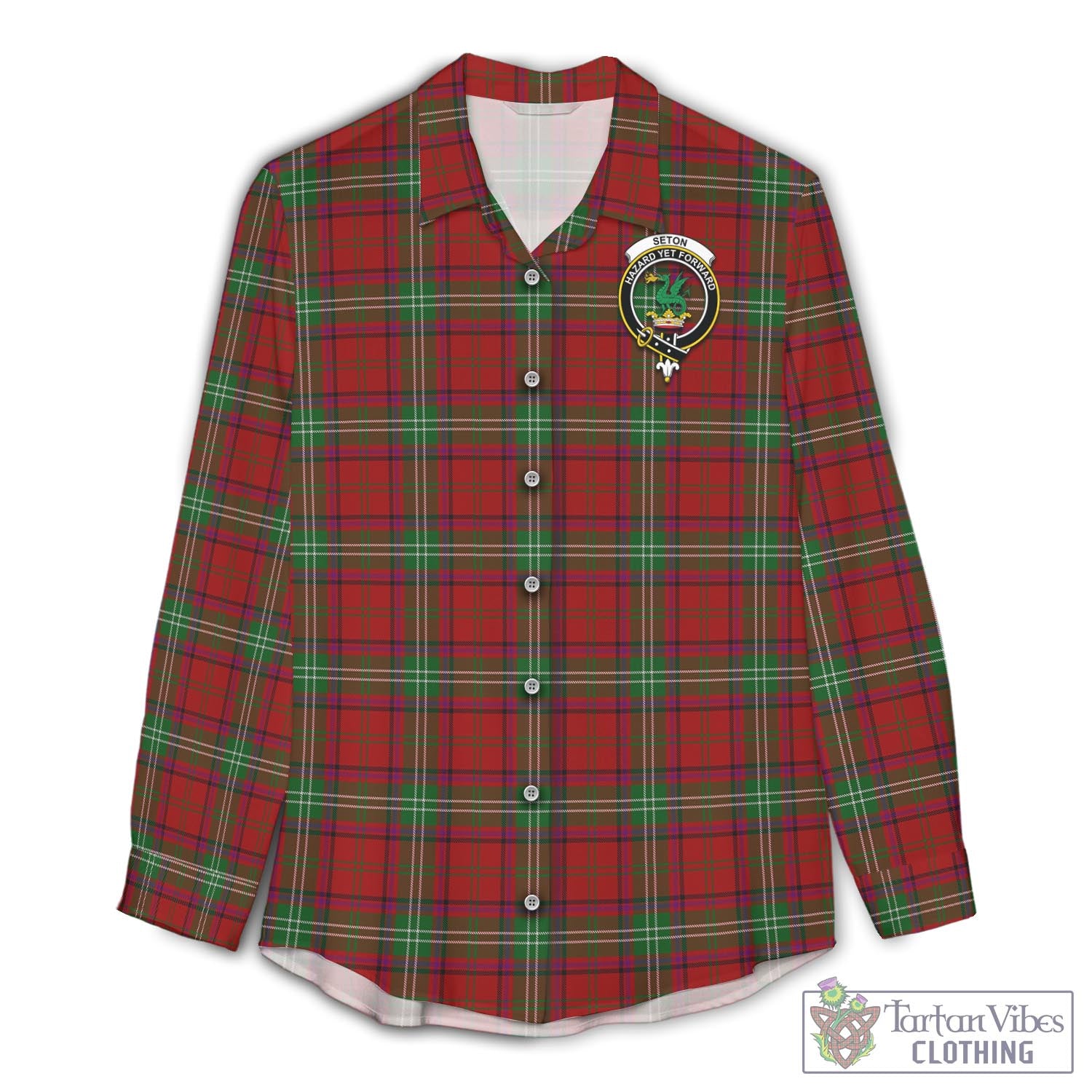 Seton Tartan Women's Casual Shirt with Family Crest Female - Tartan Vibes Clothing