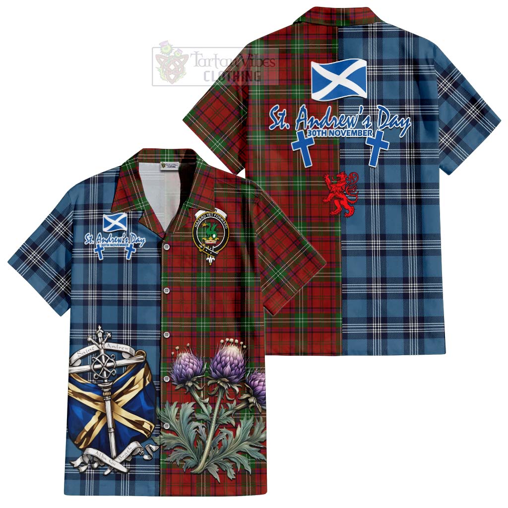 Seton Tartan Hawaiian Shirt Happy St. Andrew's Day Half Tartan Style Kid - Tartan Vibes Clothing