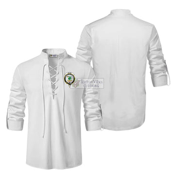 Seton Clan Crest Ghillie Kilt Shirt Men White - 2D-tartanvibesclothing