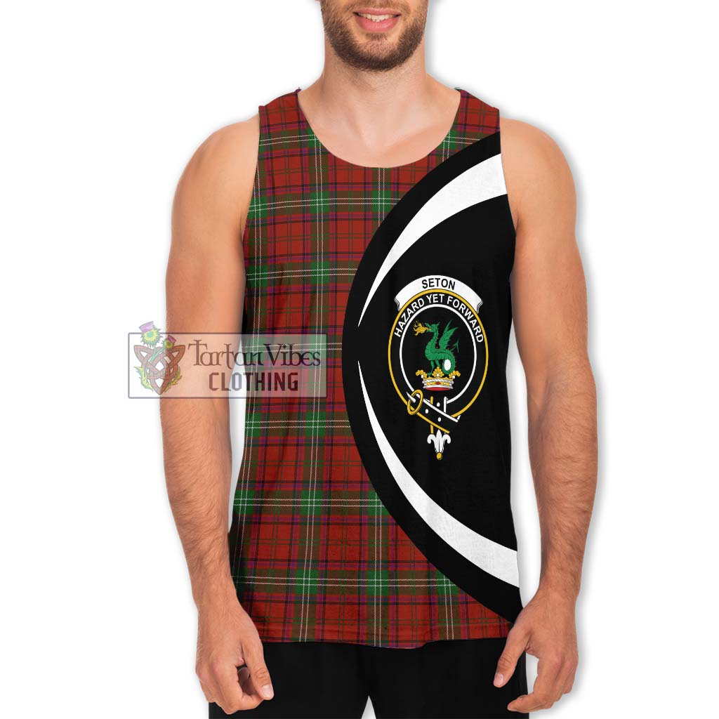 Seton Tartan Men's Tank Top with Family Crest Circle Style Men - Tartan Vibes Clothing