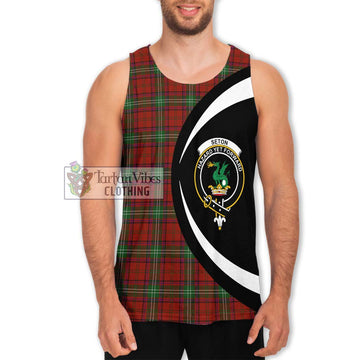 Seton Tartan Men's Tank Top with Family Crest Circle Style Men - Tartan Vibes Clothing