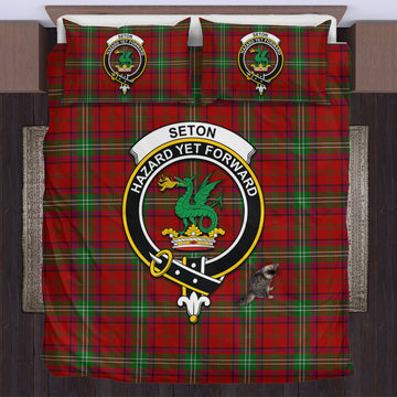 Seton Tartan Bedding Set with Family Crest US Bedding Set - Tartan Vibes Clothing