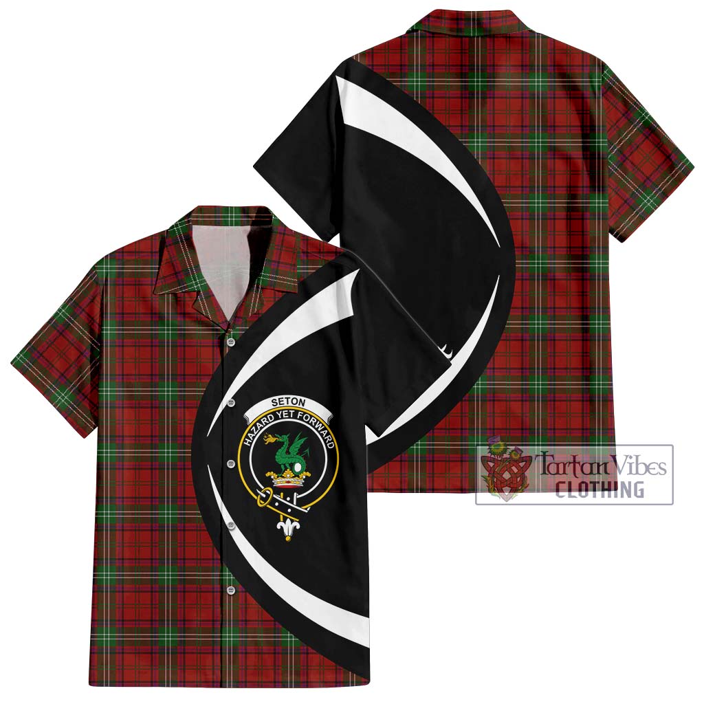 Seton Tartan Hawaiian Shirt with Family Crest Circle Style Kid - Tartan Vibes Clothing