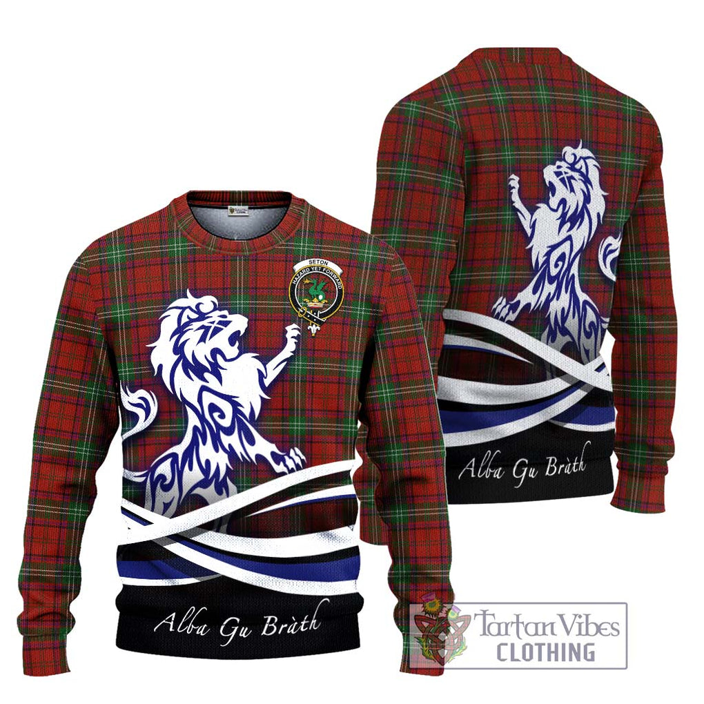 Seton Tartan Ugly Sweater with Alba Gu Brath Regal Lion Emblem Unisex - Tartan Vibes Clothing