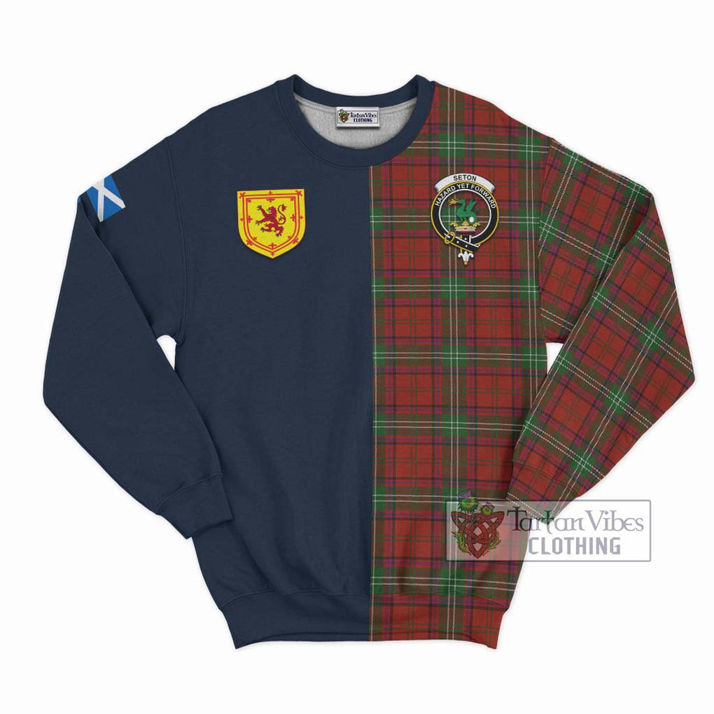 Seton Tartan Sweatshirt Alba with Scottish Lion Royal Arm Half Style Unisex - Tartan Vibes Clothing
