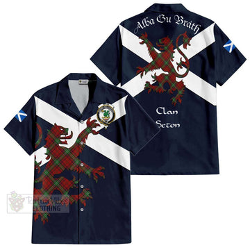 Seton Tartan Lion Rampant Hawaiian Shirt Proudly Display Your Heritage with Alba Gu Brath and Clan Name Kid - Tartan Vibes Clothing