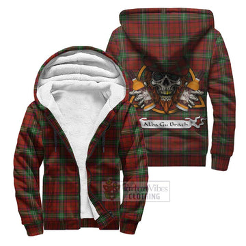 Seton Tartan Sherpa Hoodie with Family Crest and Bearded Skull Holding Bottles of Whiskey Unisex S - Tartan Vibes Clothing