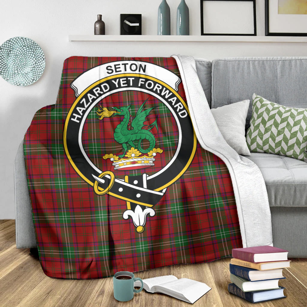 Seton Tartan Blanket with Family Crest X-Large 59 x 79 inches 150 x 200 cm - Tartan Vibes Clothing