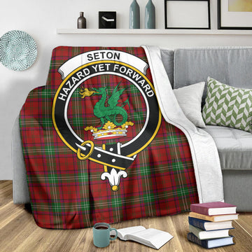 Seton Tartan Blanket with Family Crest X-Large 59 x 79 inches 150 x 200 cm - Tartan Vibes Clothing