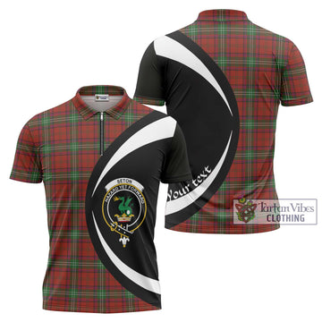 Seton Tartan Zipper Polo Shirt with Family Crest Circle Style Unisex - Tartan Vibes Clothing