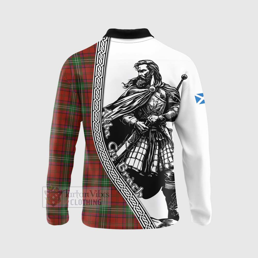 Seton Tartan Clan Crest Long Sleeve Polo Shirt with Highlander Warrior Celtic Style - Tartan Vibes Clothing