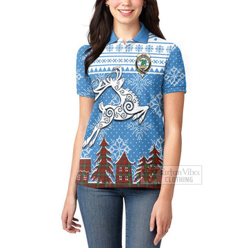Seton Clan Christmas Women's Polo Shirt Celtic Reindeer Style - Tartan Vibes Clothing