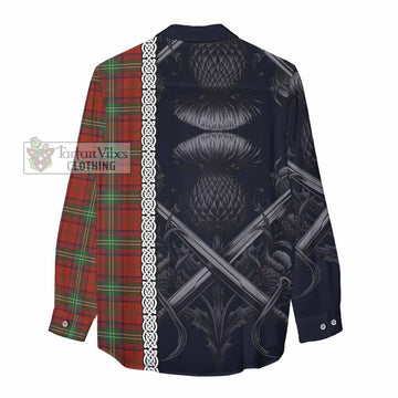 Seton Tartan Women's Casual Shirt with Family Crest Cross Sword Thistle Celtic Vibes - Tartan Vibes Clothing