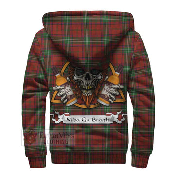 Seton Tartan Sherpa Hoodie with Family Crest and Bearded Skull Holding Bottles of Whiskey - Tartan Vibes Clothing