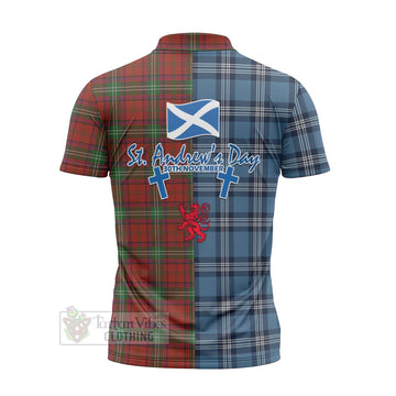 Seton Tartan Zipper Polo Shirt Happy St. Andrew's Day Half Tartan Style - Tartan Vibes Clothing
