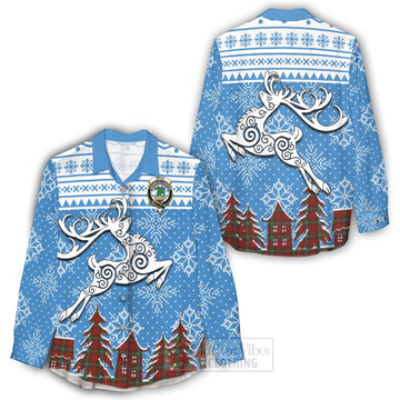 Seton Clan Christmas Women's Casual Shirt Celtic Reindeer Style - Tartan Vibes Clothing