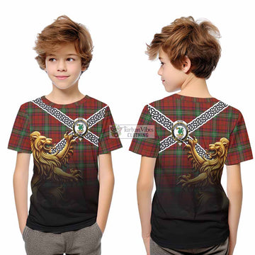 Seton Crest Tartan Kid T-Shirt with Golden Lion Emblem Celtic Style - Tartan Vibes Clothing
