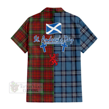 Seton Tartan Hawaiian Shirt Happy St. Andrew's Day Half Tartan Style - Tartan Vibes Clothing