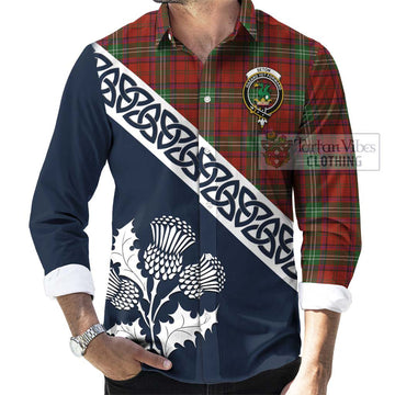 Seton Tartan Long Sleeve Button Shirt Featuring Thistle and Scotland Map Men's Shirt - Tartan Vibes Clothing