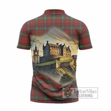 Seton Tartan Family Crest Zipper Polo Shirt with Scottish Ancient Castle Style - Tartan Vibes Clothing