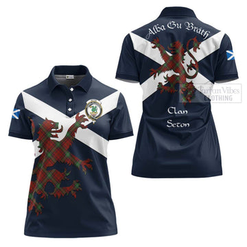 Seton Tartan Lion Rampant Women's Polo Shirt Proudly Display Your Heritage with Alba Gu Brath and Clan Name - Tartan Vibes Clothing