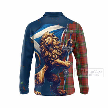 Seton Tartan Family Crest Long Sleeve Polo Shirt with Scottish Majestic Lion - Tartan Vibes Clothing
