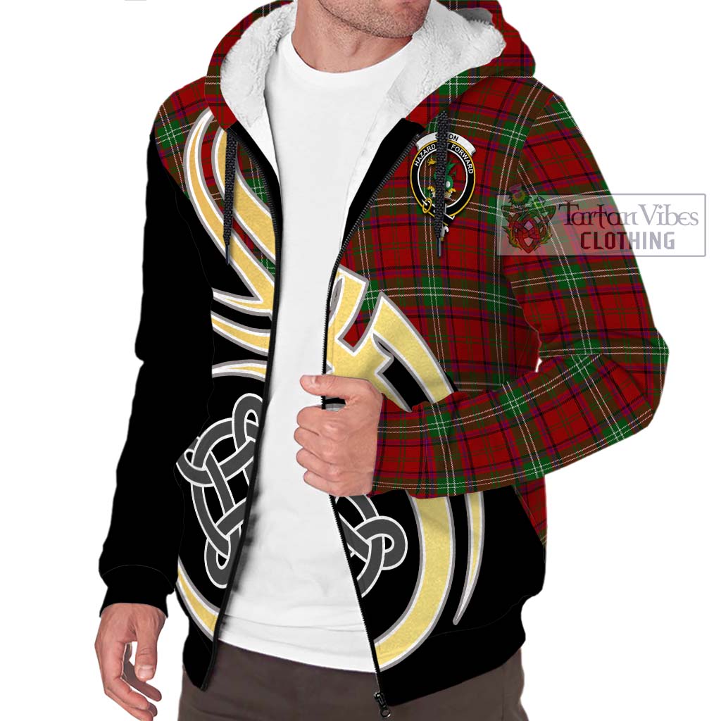 Seton Tartan Sherpa Hoodie with Family Crest and Celtic Symbol Style - Tartan Vibes Clothing