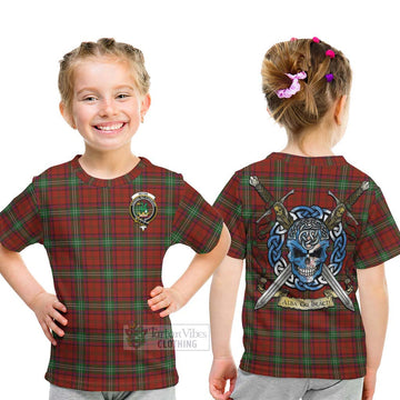 Seton Tartan Kid T-Shirt with Family Crest Celtic Skull Style - Tartan Vibes Clothing