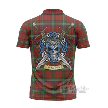 Seton Tartan Zipper Polo Shirt with Family Crest Celtic Skull Style - Tartan Vibes Clothing