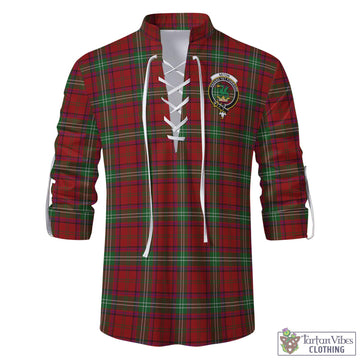 Seton Tartan Men's Scottish Traditional Jacobite Ghillie Kilt Shirt with Family Crest