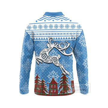 Seton Clan Christmas Long Sleeve Polo Shirt Celtic Reindeer Style - Tartan Vibes Clothing
