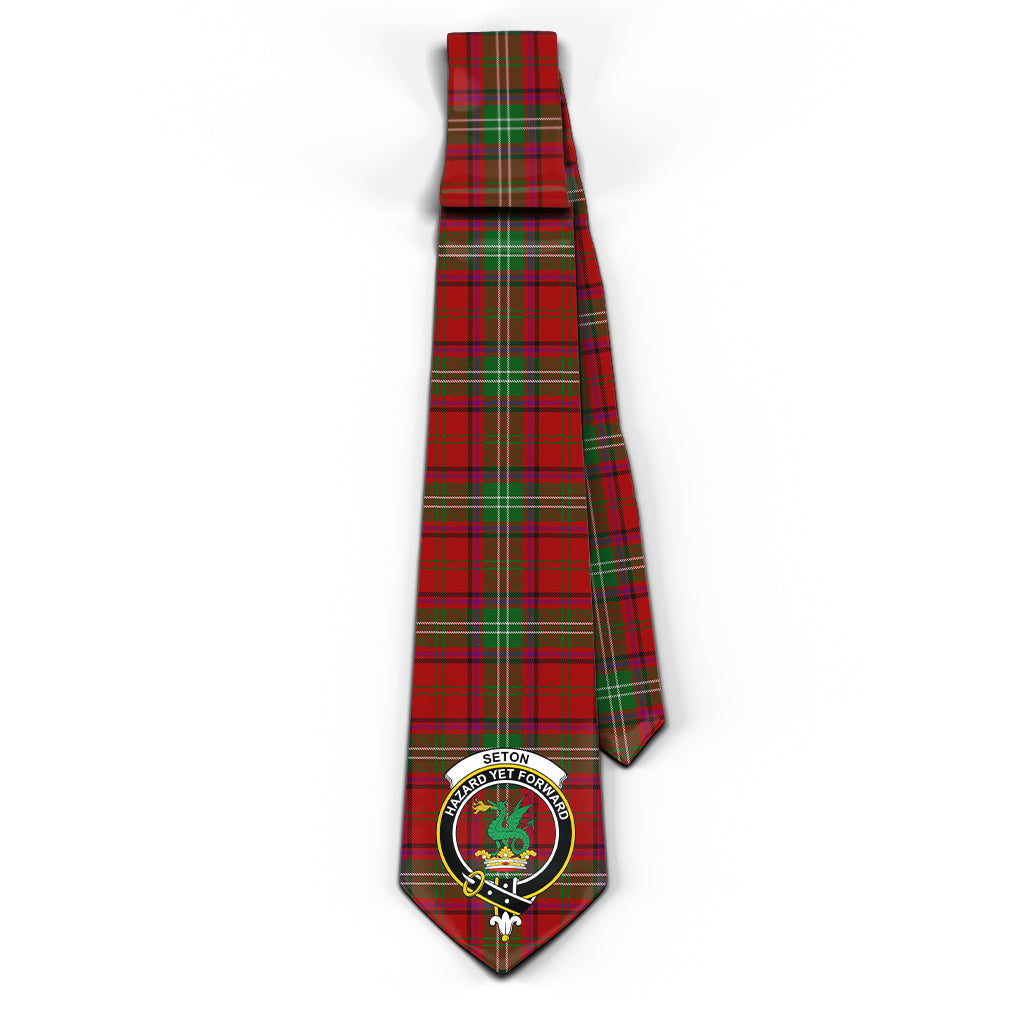 Seton Tartan Classic Necktie with Family Crest - Tartan Vibes Clothing