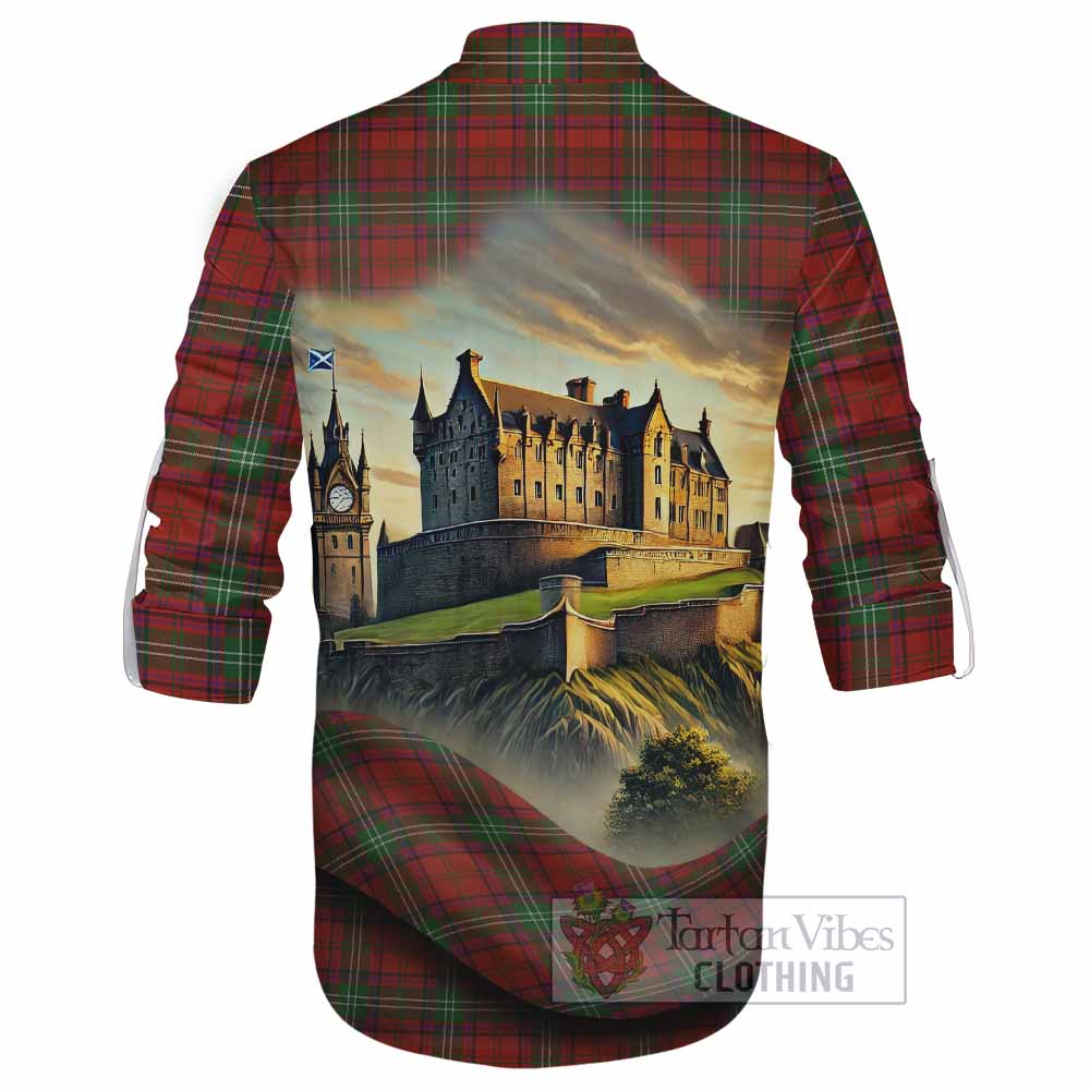 Seton Tartan Family Crest Ghillie Kilt Shirt with Scottish Ancient Castle Style - Tartan Vibes Clothing