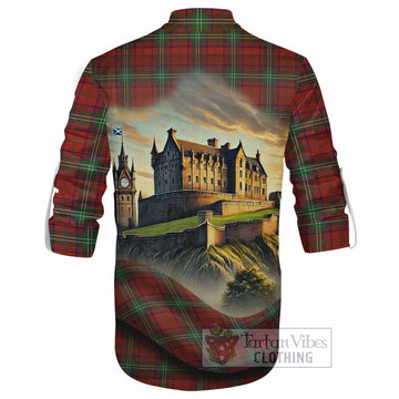 Seton Tartan Family Crest Ghillie Kilt Shirt with Scottish Ancient Castle Style - Tartan Vibes Clothing