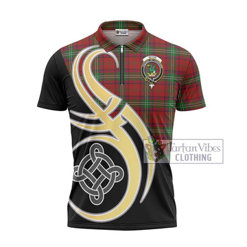 Seton Tartan Zipper Polo Shirt with Family Crest and Celtic Symbol Style - Tartan Vibes Clothing
