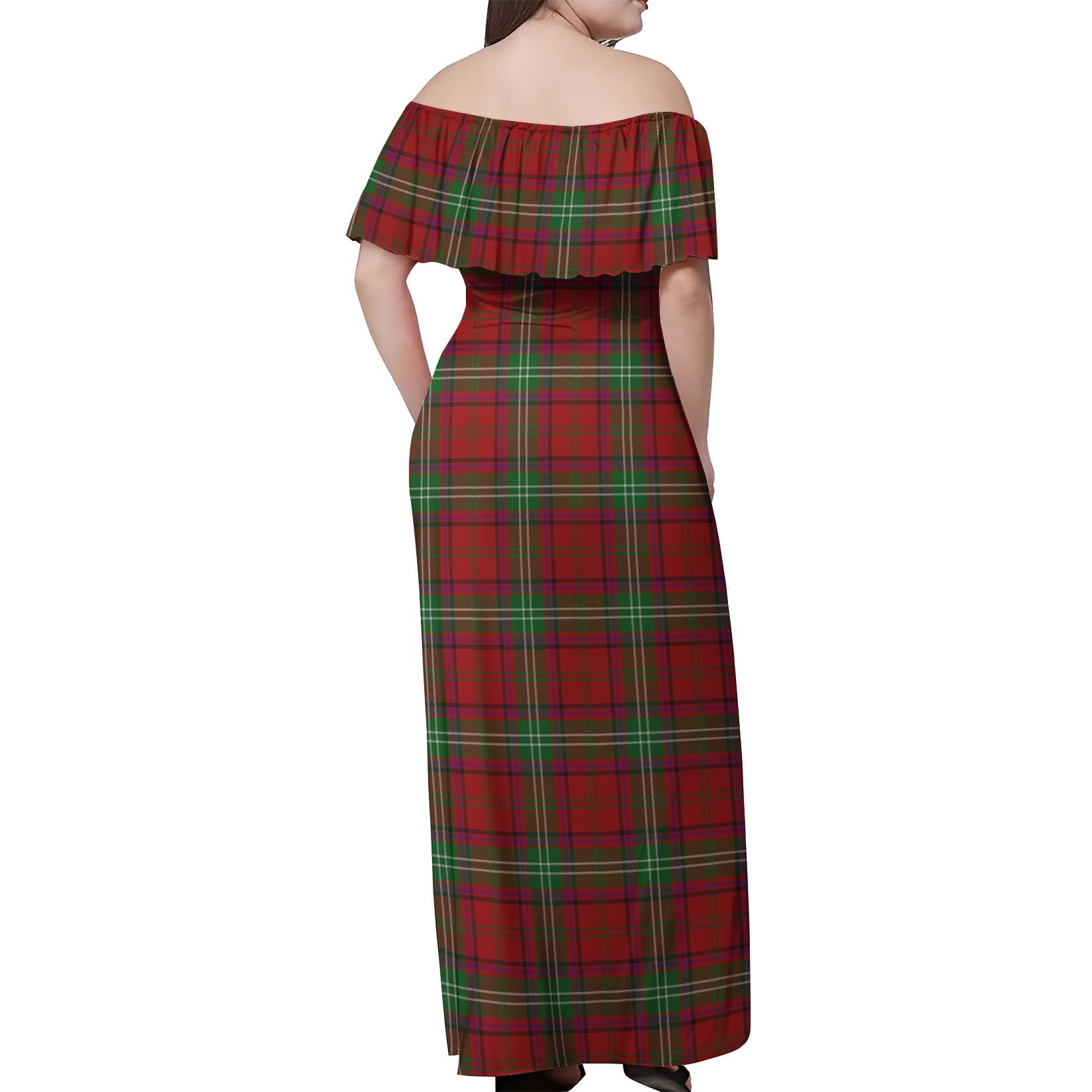 Seton Tartan Off Shoulder Long Dress - Tartan Vibes Clothing