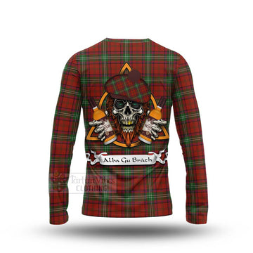 Seton Tartan Long Sleeve T-Shirt with Family Crest and Bearded Skull Holding Bottles of Whiskey - Tartan Vibes Clothing