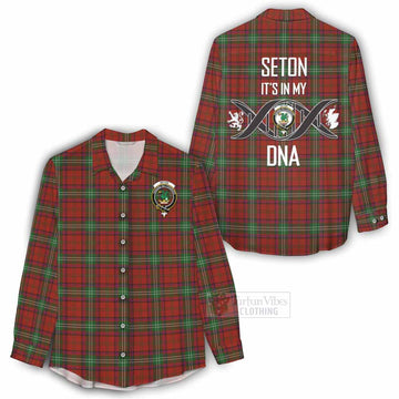 Seton Tartan Women's Casual Shirt with Family Crest DNA In Me Style - Tartan Vibes Clothing