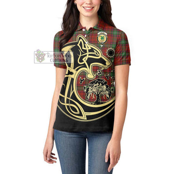 Seton Tartan Women's Polo Shirt with Family Crest Celtic Wolf Style - Tartan Vibes Clothing